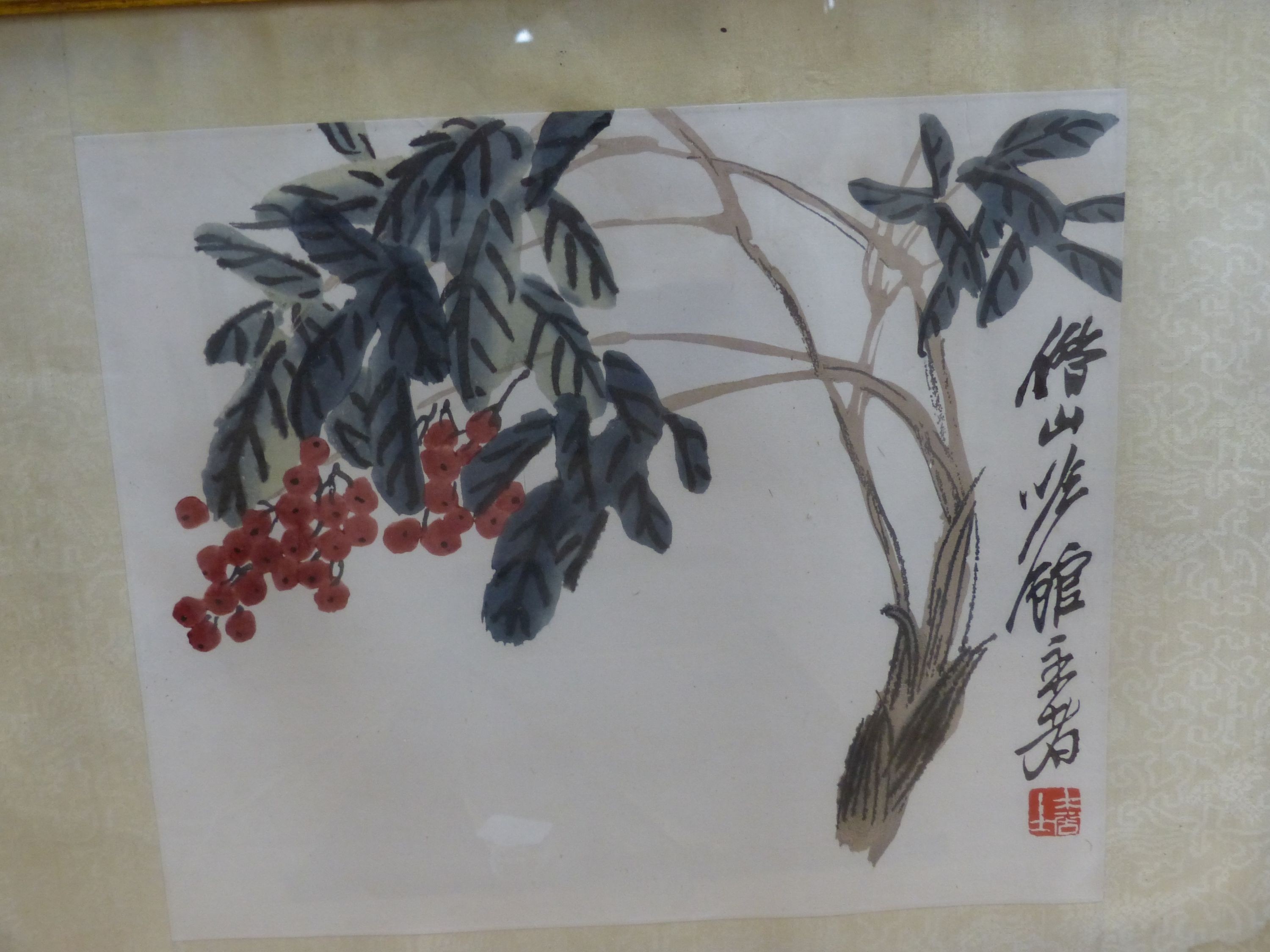 Chinese School, a picture of a flowering tree, 28 x 33cm, together with a scroll painting of Bodhisattva